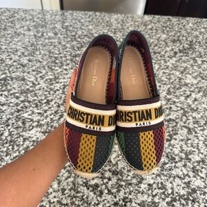 Dior Granville Stripe Mesh Cotton Logo
Embroidered Multicolor Espadrille